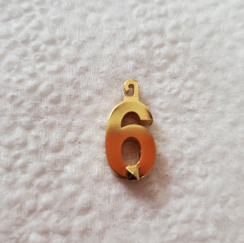 Valentino Goldtone Charm Pendant Number 6 Necklace Charm 39$